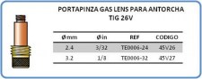 PORTAPINZA GAS LENS PARA ANTORCHA TIG 26V